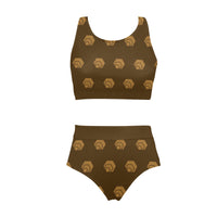 Hex Brown & Tan Sports Crop Top Bikini Set