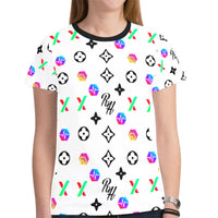 RH HPX Color Black Women's All Over Print Mesh Cloth T-shirt