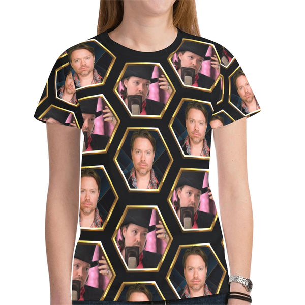 Richard Heart Faces1 Women's All Over Print Mesh Cloth T-shirt