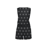 Hex Black & Grey Women's All Over Print Sleeveless Short Jumpsuit