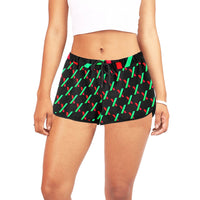 PulseX Black Women's All Over Print Casual Shorts