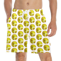 Time 3D 2 WHT Men's Mid-Length Beach Shorts