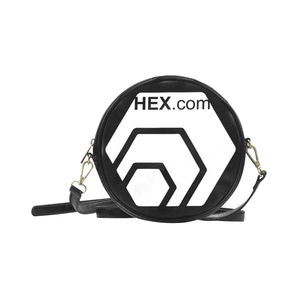 HexDotCom White1 Round Messenger Bag
