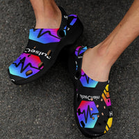 Hex Pulse TEXT Black Custom Print Adults Clogs