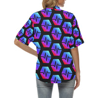 Pulse Black All Over Print Hawaiian Shirt for Women