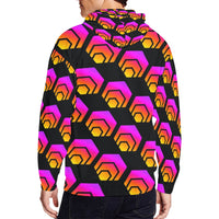 Hex Black Men's All Over Print Full Zip Hoodie