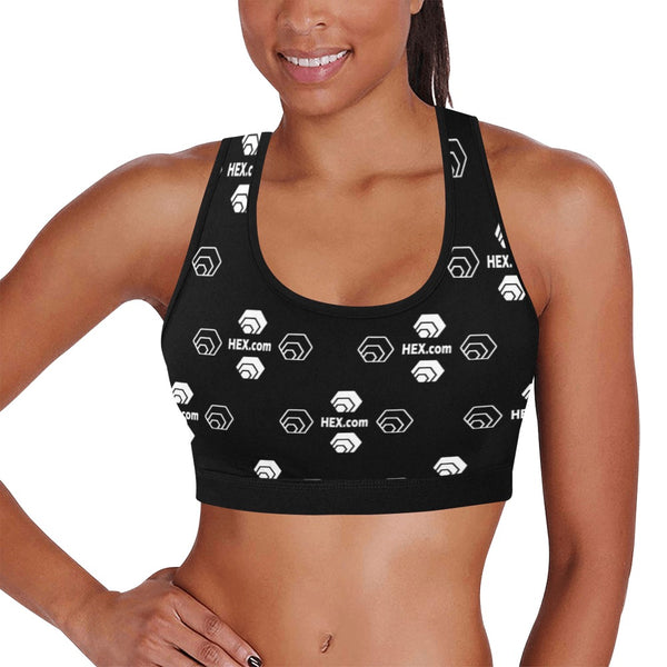 Hex Dot Com White Women's All Over Print Sports Bra