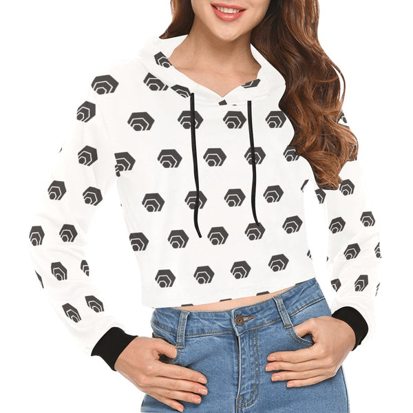 Hex Black Women's All Over Print Cropped Hoodie
