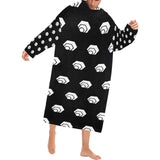 Hex White Black Blanket Robe with Sleeves for Adults