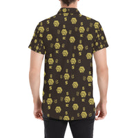 5555 Men's All Over Print Button Down Short Sleeve Shirt