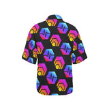 Hex Pulse Combo Black All Over Print Hawaiian Shirt for Women