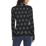 Hex Black & Grey Women's All Over Print Mock Neck Sweater