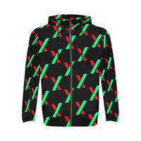 PulseX Black Men's All Over Print Full Zip Hoodie