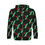 PulseX Black Men's All Over Print Full Zip Hoodie