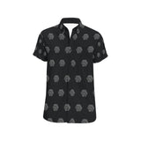 Hex Black & Grey Men's All Over Print Button Down Short Sleeve Shirt