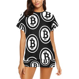 Bitcoin Black Women's Short Pajama Set