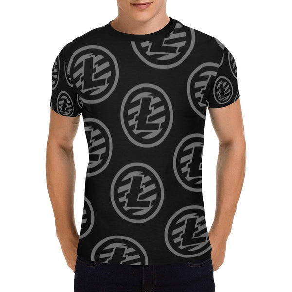 Litecoins Black & Grey Men's All Over Print T-shirt