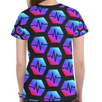 Pulse Black Women's All Over Print Mesh Cloth T-shirt