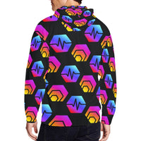 Hex Pulse Combo Black Men's All Over Print Full Zip Hoodie