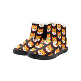 Shiba Inu Black Women's Cotton-Padded Shoes