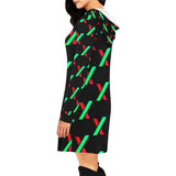 PulseX Black Women's All Over Print Hoodie Mini Dress