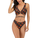 5555 Orange Cross String Bikini Set