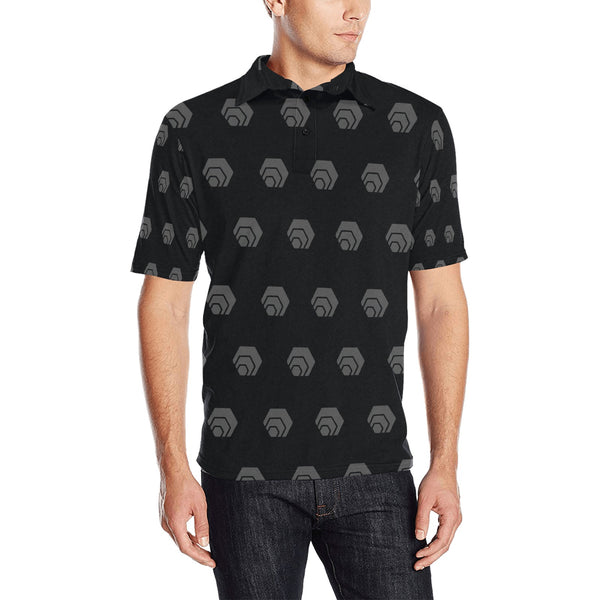 Hex Black & Grey Men's All Over Print Polo Shirt