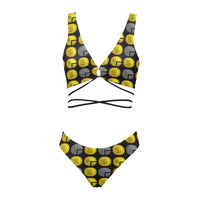 IM ALL 3 BLK Cross String Bikini Set