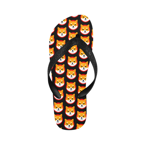 Shiba Inu Black Flip Flops (For both Men and Women)