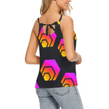 Hex Black Tapered Women's Loose Fit Adjustable Halter Neck Tank Top