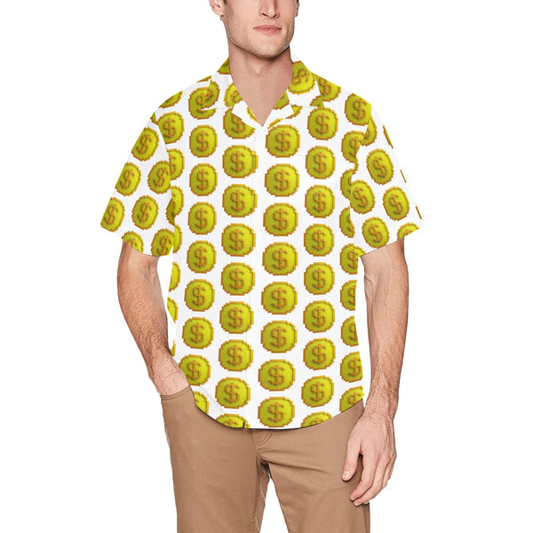 IM 3D WHT Men's All Over Print Hawaiian Shirt With Chest Pocket