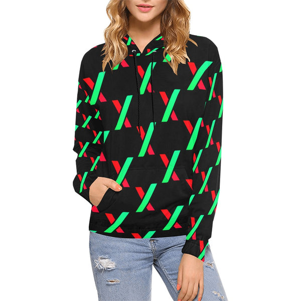 PulseX Black Women's All Over Print Hoodie