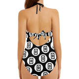 Thetas Black Backless Bow Hollow Out Swimsuit