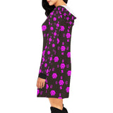 5555 Pink Women's All Over Print Hoodie Mini Dress