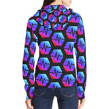 Pulse Black Women's All Over Print Full Zip Hoodie