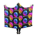 Hex Pulse TEXT Black Hooded Blanket 60"x50"