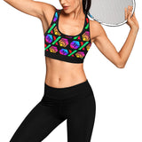 HPXdotCOM Black Women's All Over Print Sports Bra